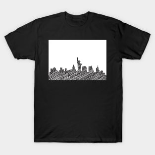 NYC Skyline Scribble Design, Vector, Artwork T-Shirt